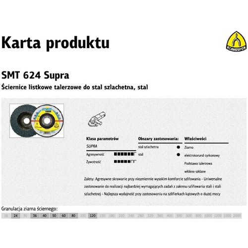 Klingspor konveksni lamelni brusni disk SMT624 Supra 125mm, zrno 40 slika 1