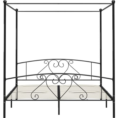 Okvir za krevet s nadstrešnicom crni metalni 200 x 200 cm slika 14
