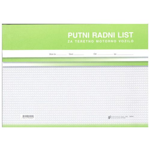 VI-26 PUTNI RADNI LIST ZA TERETNO MOTORNO VOZILO; Blok 2 x 50 listova, 29,7 x 21 cm slika 1