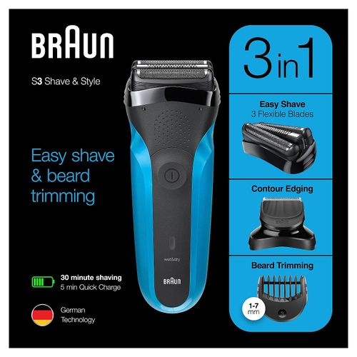 Braun brijaći aparat 310BT crno/plavi (3u1) slika 4