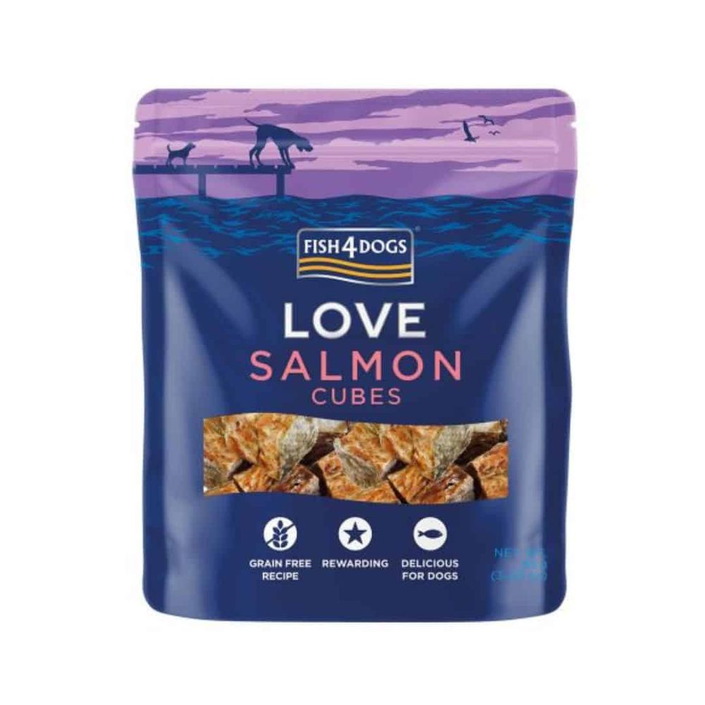 Fish4Dogs LOVE Salmon cubes, kockice od lososa za pse 85g slika 1