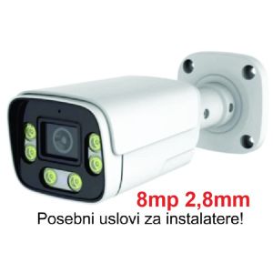 CAM-IP8MP-HAQ60D GMB kamera 8mp P6SLite 2.8mm-F1.6 Starlight POE IP66 Dual LED 6xIR+6xFull Color MIC