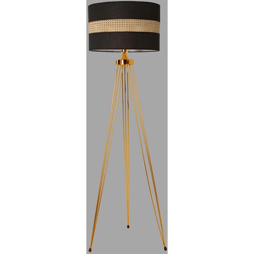 Star Gold Lambader Silindir 02 Rattan Abajurlu Gold Floor Lamp slika 3