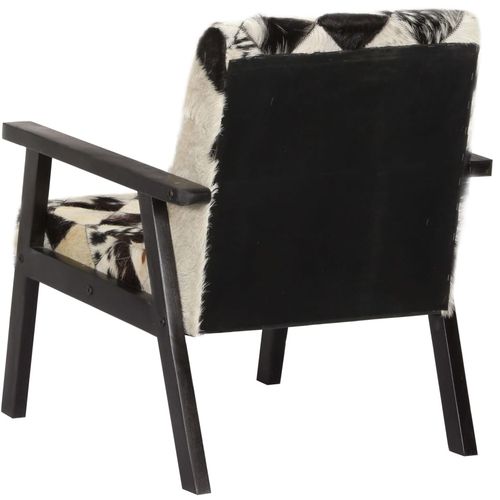 Fotelja od prave kože crno-bijela slika 4