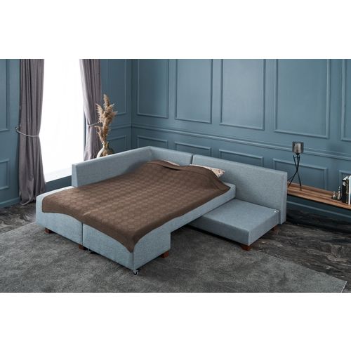 Atelier Del Sofa Kutna garnitura na razvlačenje, Svijetlo plava, Manama Corner Sofa Bed Left - Light Blue slika 3