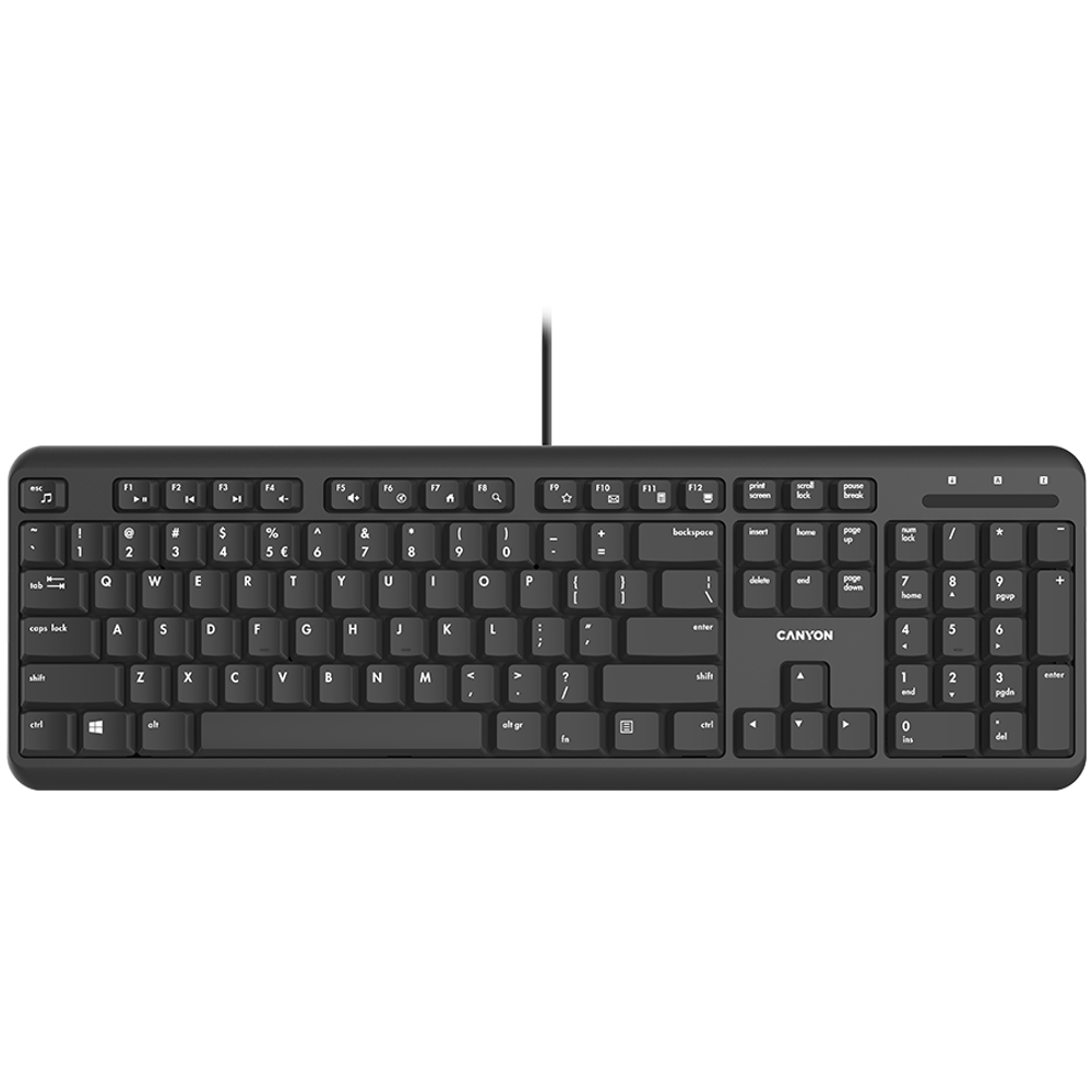 CANYON HKB-20: Žična tastatura sa Silent prekidačima, 105 tastera, crna slika 1