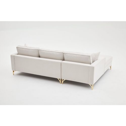 Atelier Del Sofa Kutna garnitura, Krem Zlato, Berlin Left - Cream, Gold slika 9