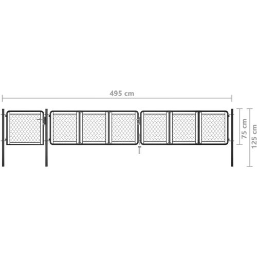 Vrtna vrata čelična 75 x 495 cm antracit slika 15