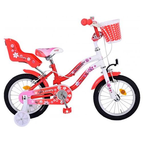 Dječji bicikl s dvije ručne kočnice Volare Lovely 14" crveno-bijeli slika 1