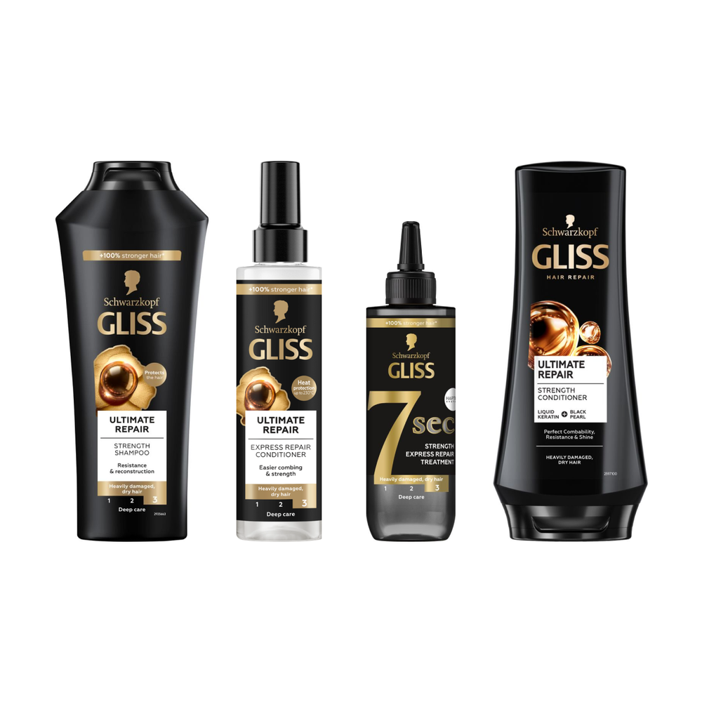Gliss Ultimate Repair Rutina za Obnovu Kose – Šampon, Regenerator, Sprej Regenerator i 7 Seconds Tretman slika 1