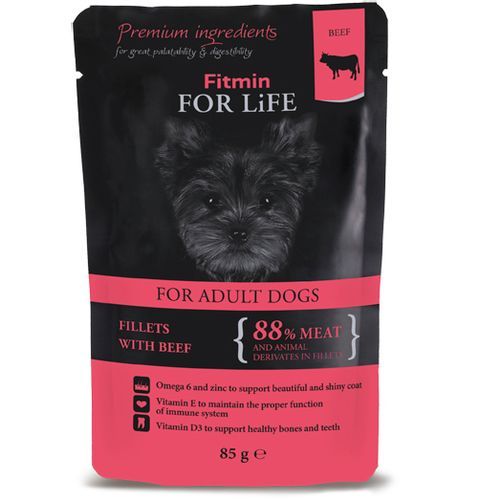 Fitmin For Life Dog Adult Kesica Govedina, hrana za pse 85g slika 1