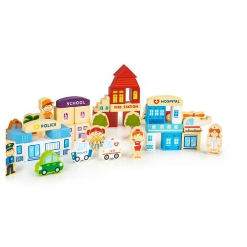 Eco Toys Drvene Edukativne Kocke City Zoo 120 Komada slika 3