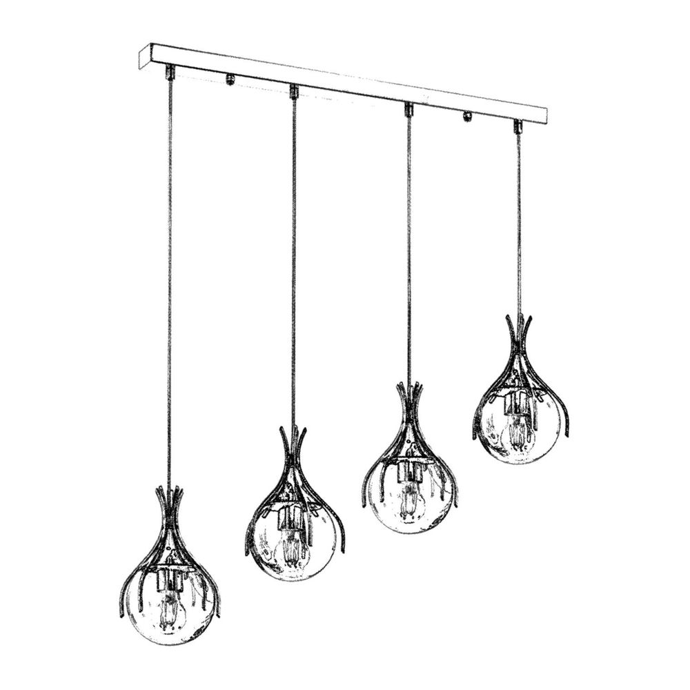 Luster AV-1766-4KY Chrome sa Staklenim Kapama slika 3