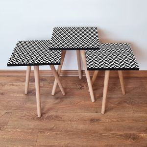 Set Nesting Stolova (3 Komada) 3Shp396 - Boje: Bijela, Bijela/Crna