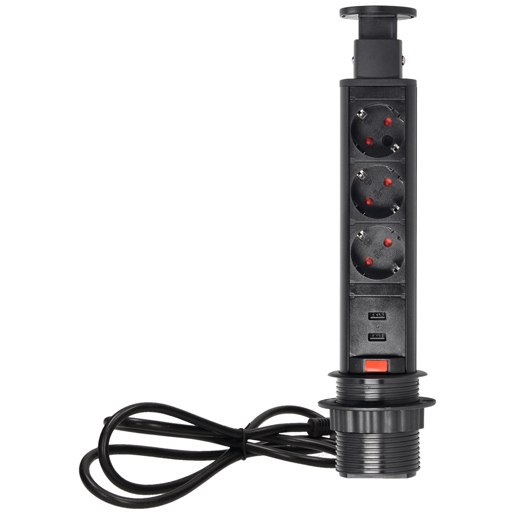 Orno Produžni kabel sa 3 x Schuko utičnice + 2 x USB, ugradbena - OR-AE-1349(GS)/B slika 1