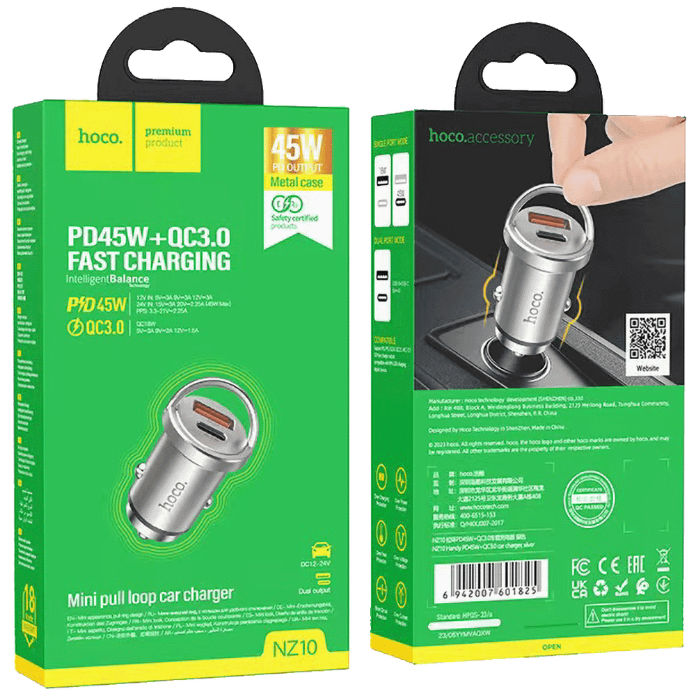 hoco. Auto punjač, brzi, PD45W+QC3.0 - NZ10 Handy slika 4