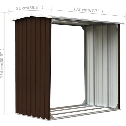 Vrtna ostava za drva od pocinčanog čelika 172x91x154 cm smeđa slika 24