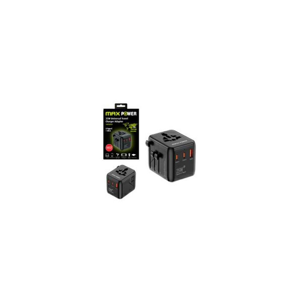 MAXPOWER ADAPTER PUTNI 1005DCR Gan 2XPD Type C+1X USB A,25W,CRNI slika 1