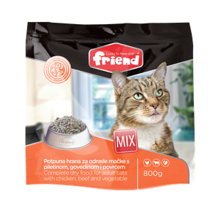Friend Mix suha hrana za mačke Govedina Piletina Povrće 800+100g