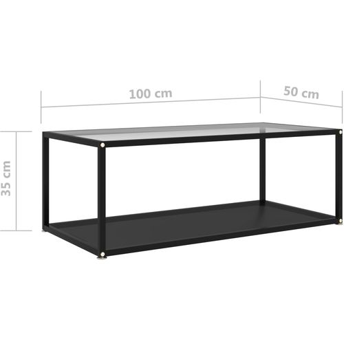 Stolić za kavu prozirni i crni 100 x 50 x 35 cm kaljeno staklo slika 5