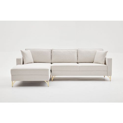 Atelier Del Sofa Kutna garnitura, Krem Zlato, Berlin Left - Cream, Gold slika 6