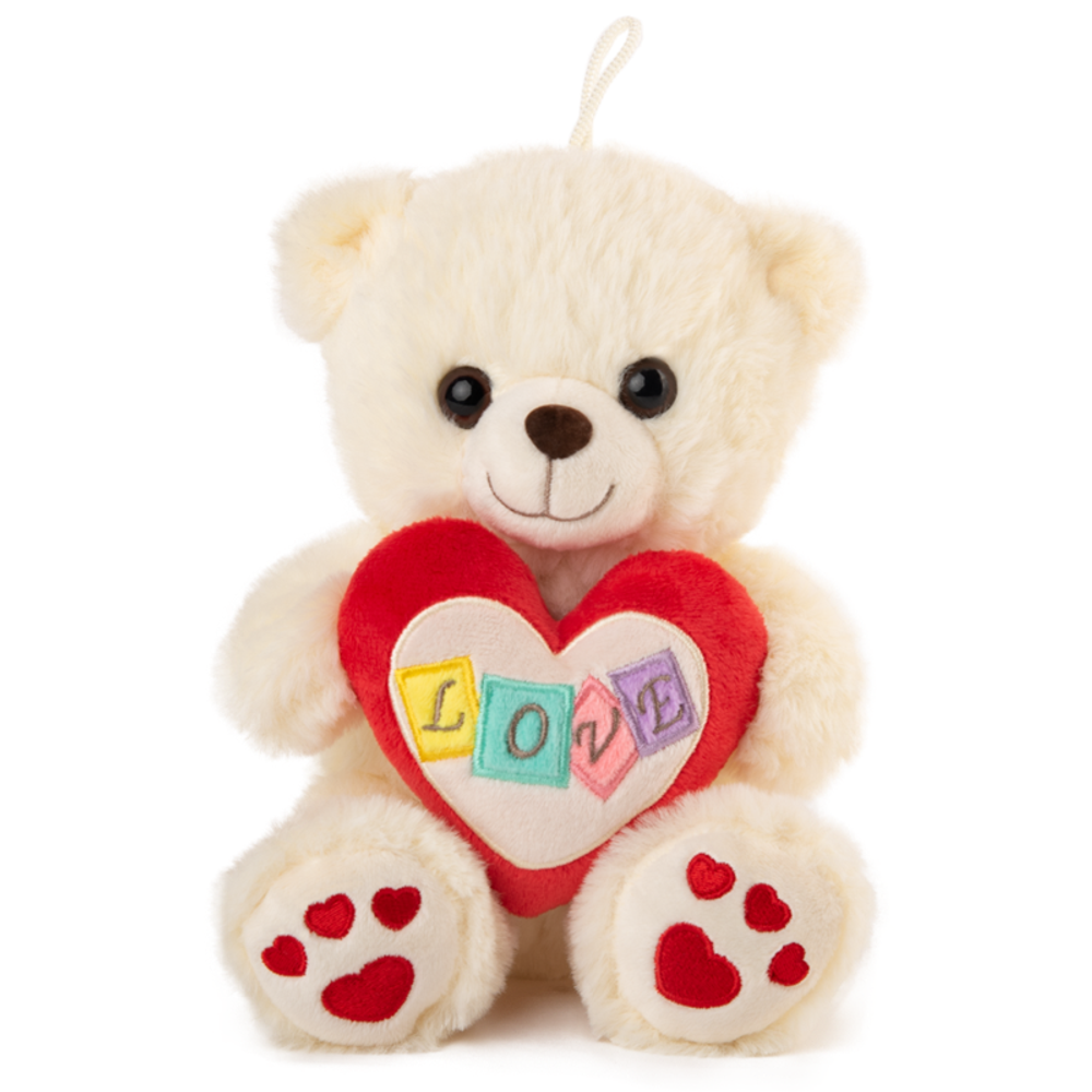 AMEK Plišana igračka Medo sa srcem Love 17cm, Slonova kost slika 1