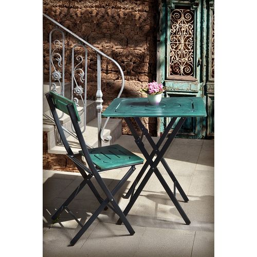 Floriane Garden Set vrtnih stolova i stolica (3 komada), zelena crna boja, Bistro Set 5 slika 2