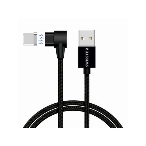 SWISSTEN kabel Arcade USB/USB-C, magnetski, platneni, 1.2m, 3A, crni slika 1