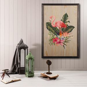 Wallity Drvena uokvirena slika, Flamingo XL