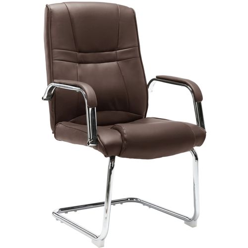 Konzolna uredska stolica od umjetne kože smeđa slika 29