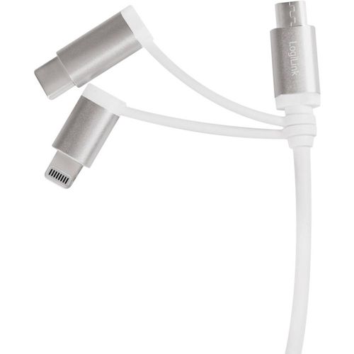 LogiLink USB kabel USB 2.0 USB-A utikač, USB-C® utikač, USB-Micro-B utikač, Apple Lightning utikač 1.00 m bijela  CU0126 slika 3