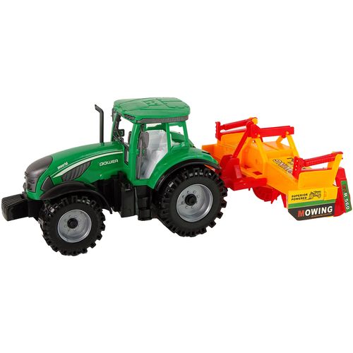 Zeleni traktor s narančastim kultivatorom slika 2