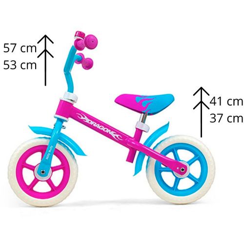 Milly Mally dječji bicikl bez pedala Dragon tirkizno-rozi slika 2