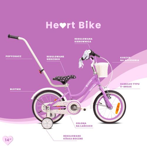 Dječji bicikl guralica Heart 14" bike ljubičasti slika 5