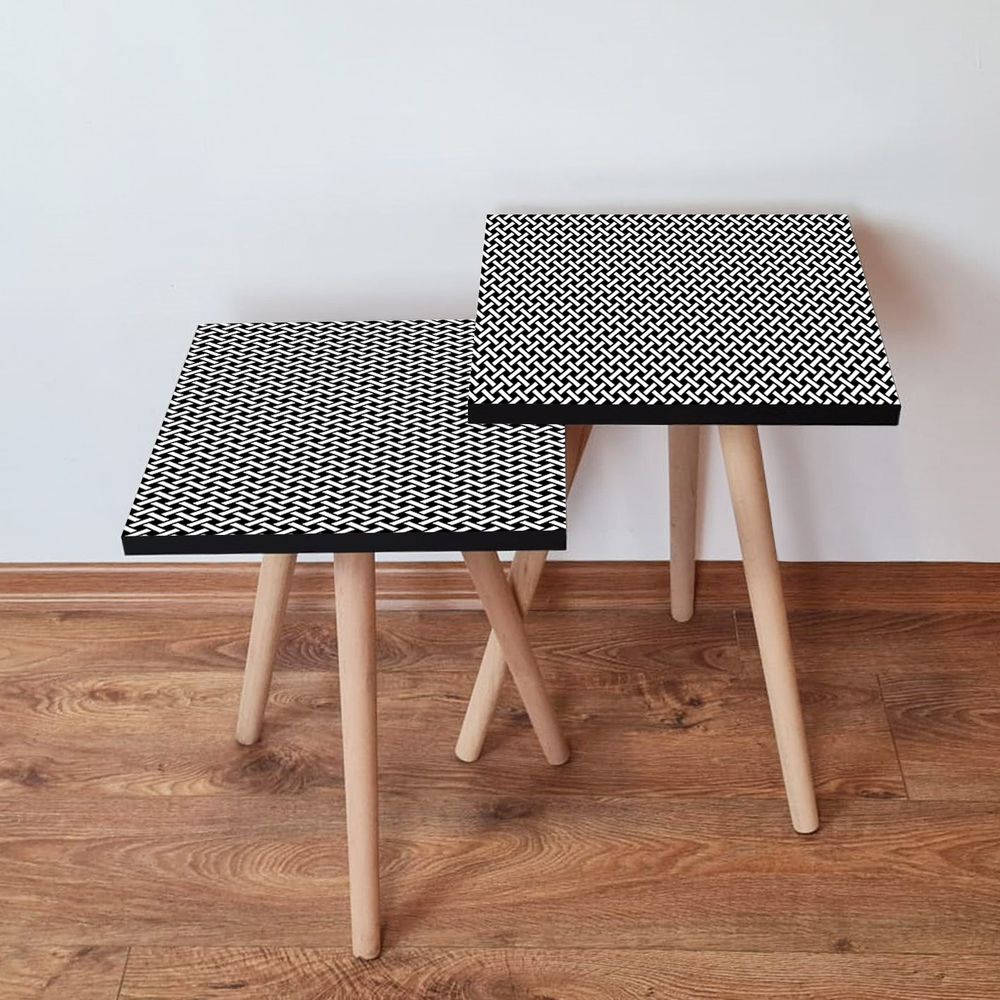Nesting stolovi 2Shp227 - (2 komada) - boje: bijela, crna slika 1
