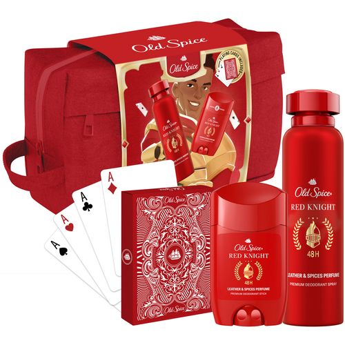 Old Spice poklon paket Red Knight, dezodorans u spreju 200ml & dezodorans u stiku 60ml & kozmetička torbica + karte slika 1