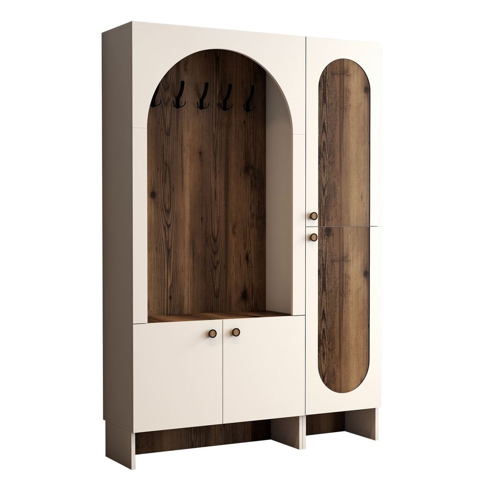 Hall Stand Palermo Kl - Krem i Orah slika 6