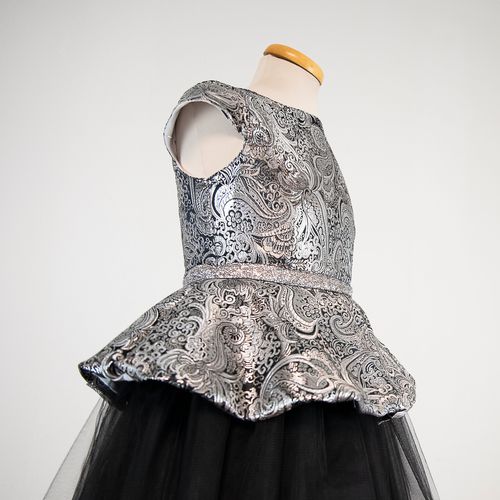 Modna kućica Dizzy Brokat haljina sa suknjom od crnog tila 180225CR slika 4