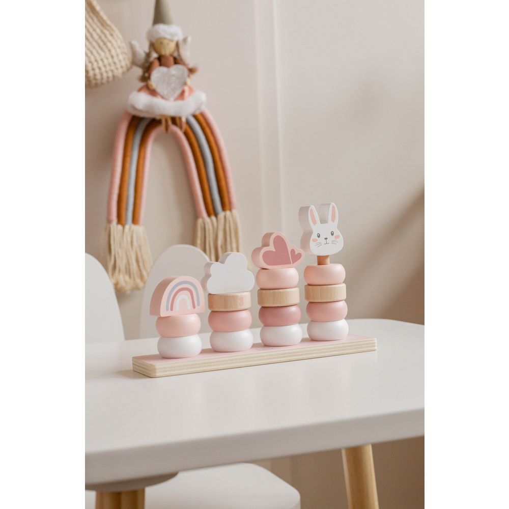 Label Label Drvena didaktička slagalica sa prstenovima, Pink slika 2