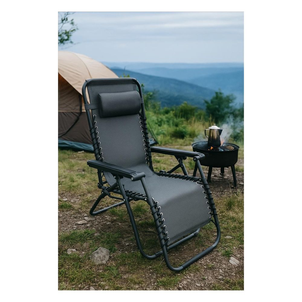 Sklopiva vrtna Ležaljka/Stolica 162x64x110cm, Siva slika 2