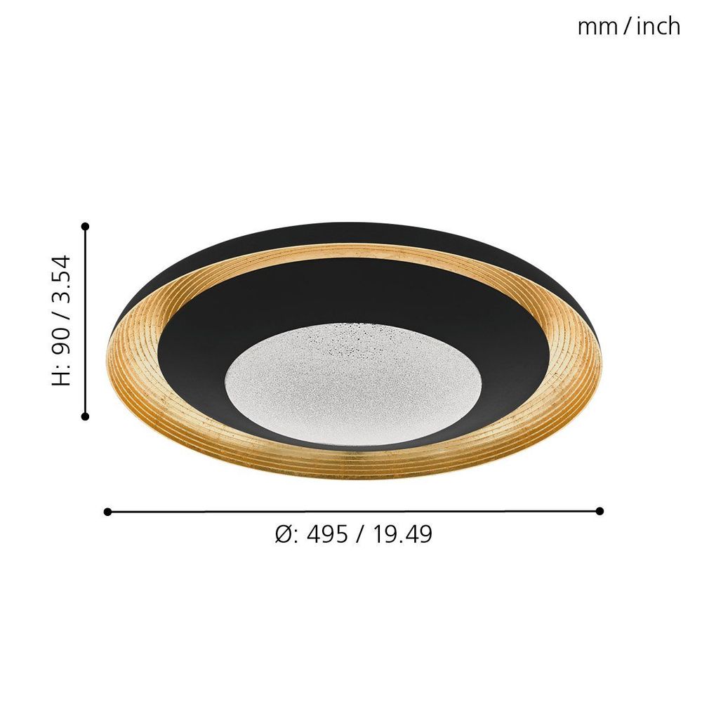 Eglo Canicosa 2 Plafonjera - LED, 24,5W, 3000lm, Promjer 495mm, Dimabilna, Crno/Zlatna slika 5