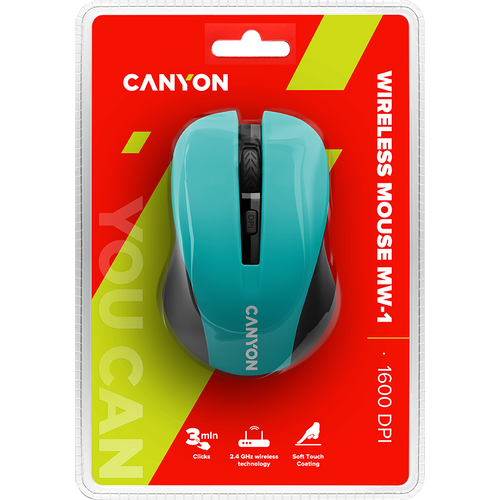 CANYON MW-1 2.4GHz wireless optical mouse with 4 buttons, DPI 800/1200/1600, Green, 103.5*69.5*35mm, 0.06kg slika 4