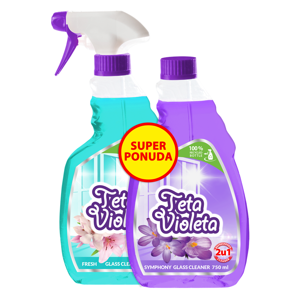 Teta Violeta sredstvo za pranje stakla Fresh 750ml + refil sredstvo za pranje stakla Symphony 750ml slika 1
