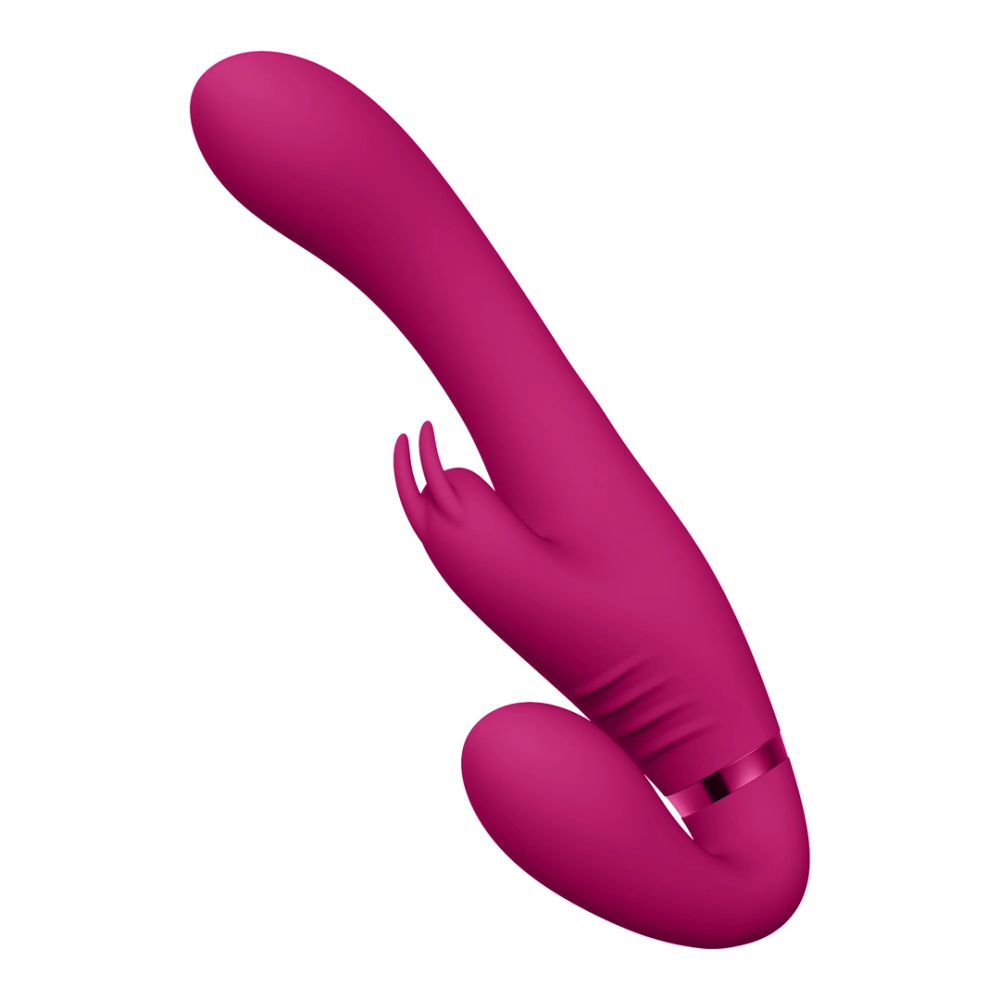 VIVE by Shots Suki - Vibrating Strap-on Rabbit bez naramenica - roza slika 5