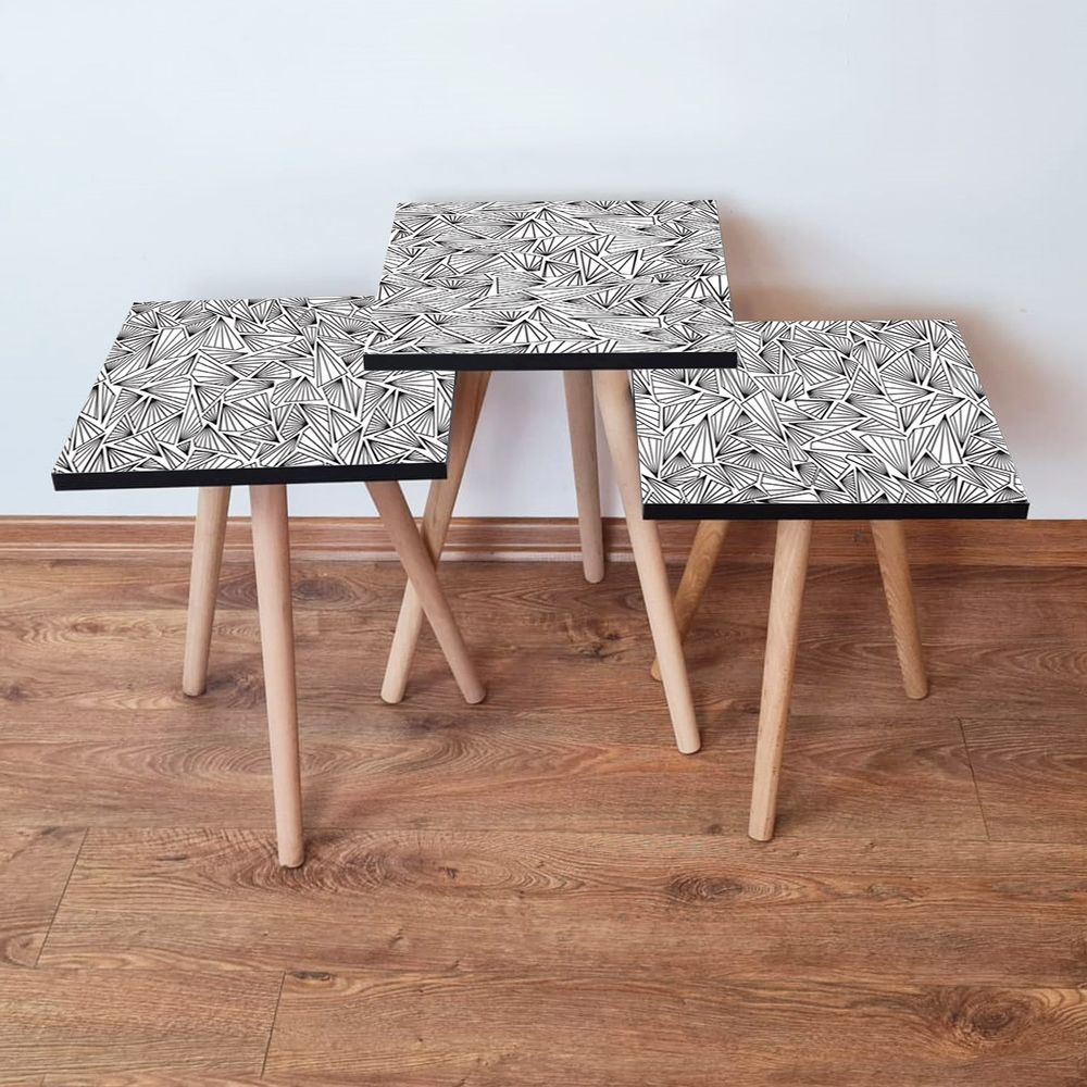 Nesting Table 3Shp229 - Set od 3 komada u bijeloj i crnoj boji slika 1
