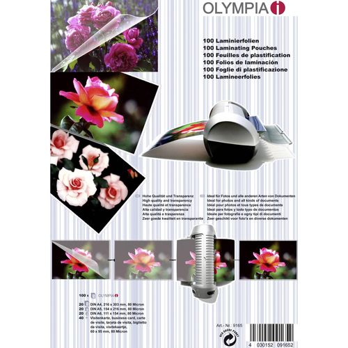 Olympia folija za laminiranje DIN A4, DIN A5, DIN A6, 95 x 60 mm 80 micron   1 Set slika 3