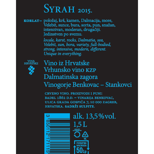 Korlat Syrah, 1,5L zaštićena oznaka izvornosti slika 2