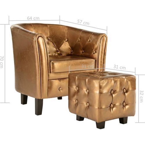Fotelja od umjetne kože s osloncem za noge zlatna slika 16