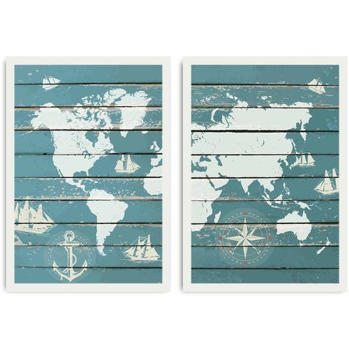 2PBCT-06 Multicolor Decorative Framed MDF Painting (2 Pieces) slika 2