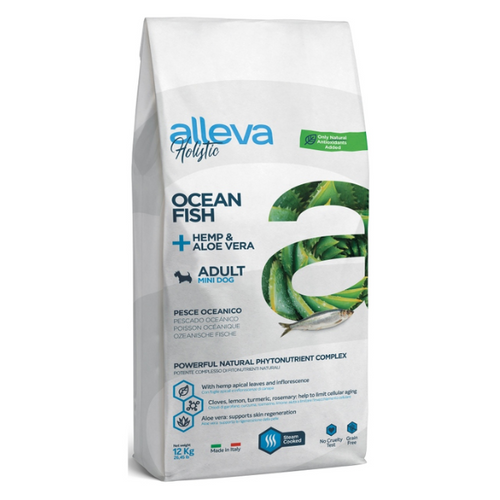 Alleva Holistic Dog Adult Ocean Fish + Hemp &amp; Aloe Vera Mini 12 kg slika 1